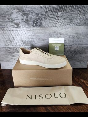 NWT Men's Nisolo Bria Go To Court Sneaker In Bone Sz 7.5